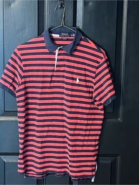 Ralph Lauren Men’s Red and Navy Striped Polo
